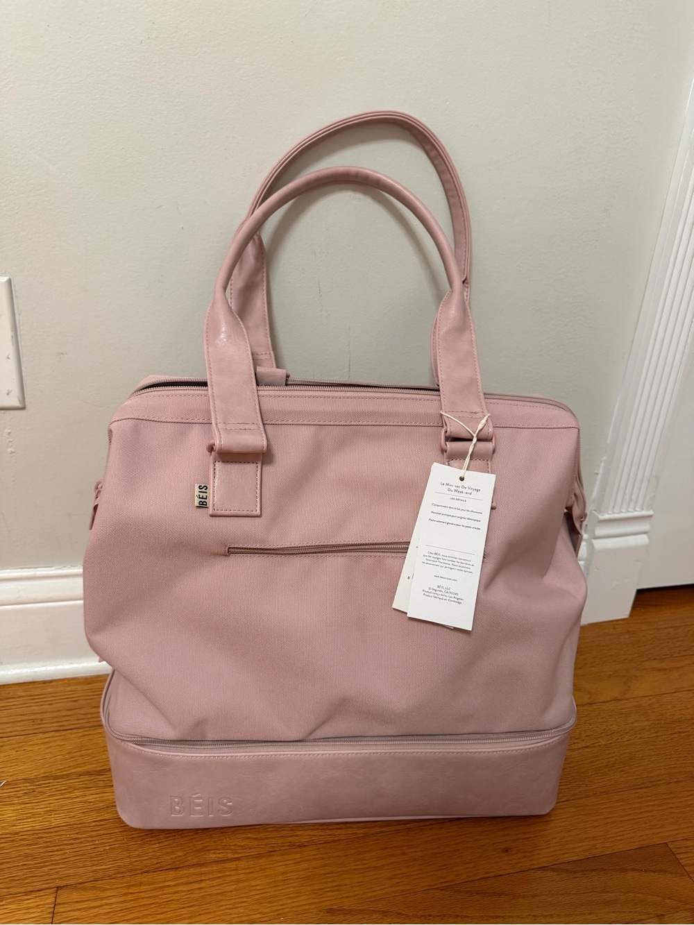 BEIS Dusty Blush Pink Tote Bag with Bottom Compartment